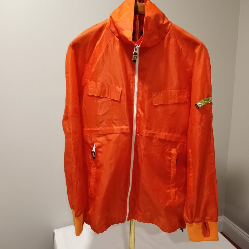 AKADEMIKS FINEST QUALITY THREADS NY BRIGHT ORANGE WINDBREAKER MEN SIZE XL